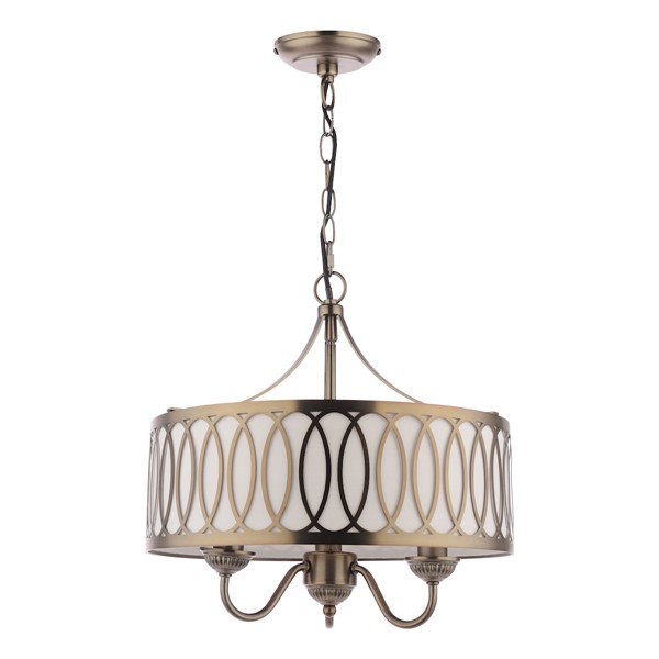 (image for) Laura Ashley Allerford 3 Light Pendant Satin Bronze and Taupe